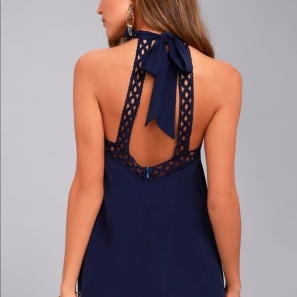Lulu’s Anyway Shape or Form Navy Halter Dress Size S - Picture 2 of 9